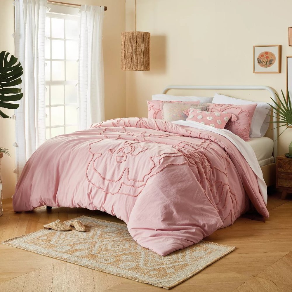new PEACH Wild Sage Corinna 68"x90" 100% Cotton TWIN XL Duvet Cover Set - Picture 8 of 8